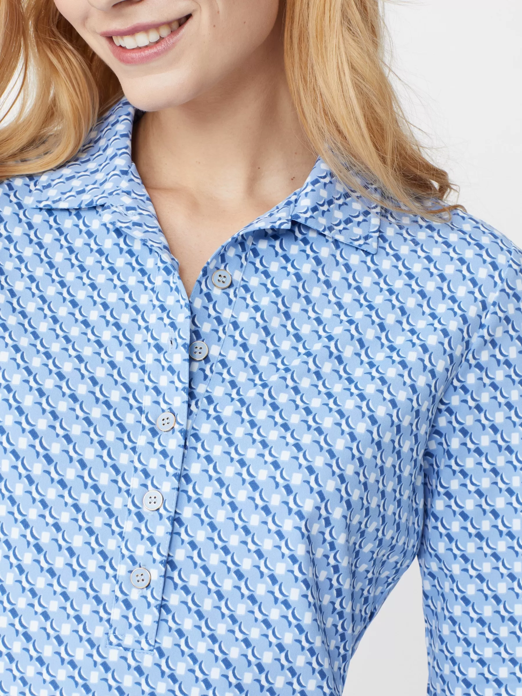 Flash Sale Court 3/4 Sleeve Polo In Lunar Lines Women Tops